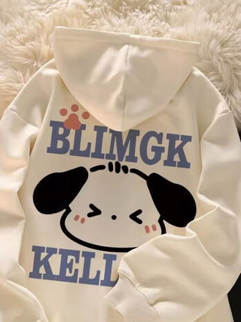 悸呓女童学生连帽卫衣可爱卡通帕恰狗加绒加厚宽松中大童拉链外套潮15