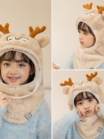 小黄鸭森活儿童帽子秋冬款宝宝防风寒冬天骑车面罩帽男女童可爱护耳套