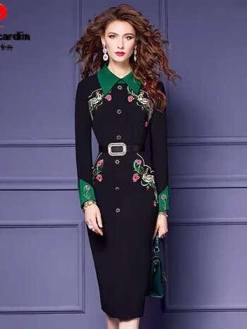 高端香云纱裙子绣花衬衫连衣裙子女装秋季2024新款通勤极简时品牌旗舰