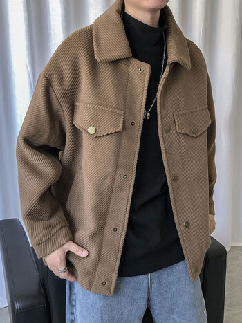 haerpy 外套男秋季男装成熟稳重毛呢夹克秋冬春秋男士冬季厚 黑色 xl