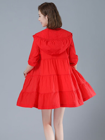 冰丝防晒衣女女中长款夏季新款韩版连帽妈m妈休闲时尚轻薄透气上红色l