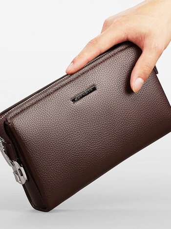 袋鼠kangaroo男士手拿包密码锁大容量商务休闲手抓包外面钱包男升级版