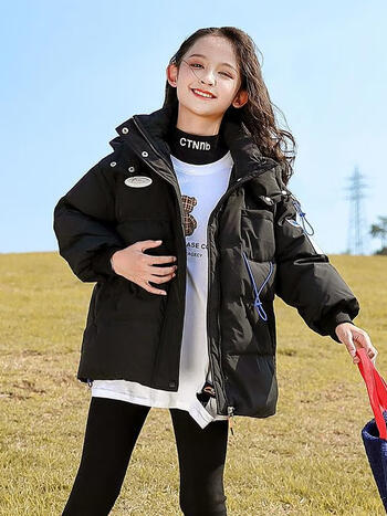 雅鹿童装精选童装女童短款羽绒服冬季2022新款韩版儿童加厚面包服中大