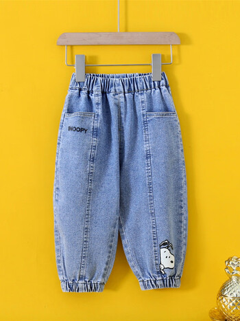 史努比snoopy儿童春秋款牛仔裤卡通印花男女中小童柔软舒适童裤ai033