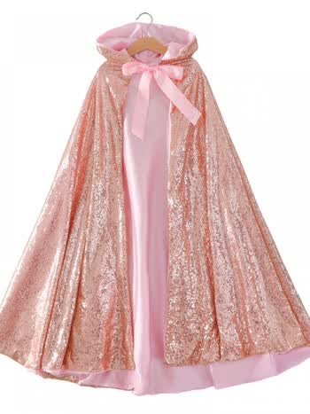 迪士尼长发公主裙女童春秋长袖粉色爱洛爱莎生日礼服冰雪奇缘艾莎