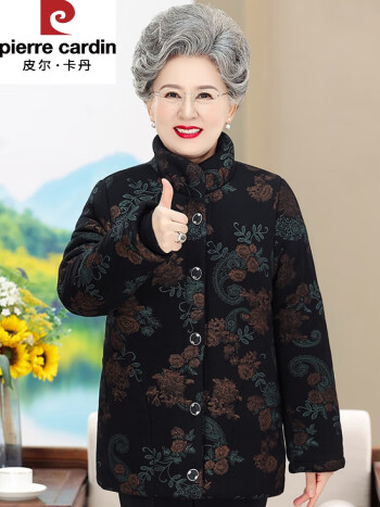 cardin)中老年人冬装女奶奶装棉服妈i妈加绒加厚外套老太太婆婆棉衣服