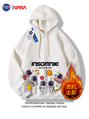 nasa giss潮牌男装连帽卫衣长袖青少年宇航员印花宽松青男士上衣男女