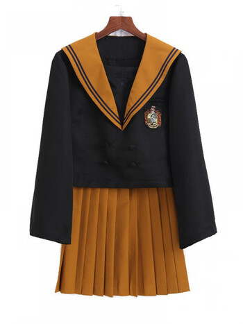 服霍格沃茨校服jk联名款cos周边套装女短裙2022赫奇帕奇黄上衣下裙xs
