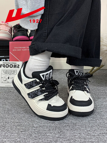 回力女鞋黑白熊猫板鞋女学生2023秋冬新款厚底百搭休闲鞋女潮鞋子女白