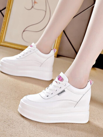 大东内增高小白鞋夏季鞋子女8cm休闲单鞋百搭显瘦超高跟纯皮女鞋粉色