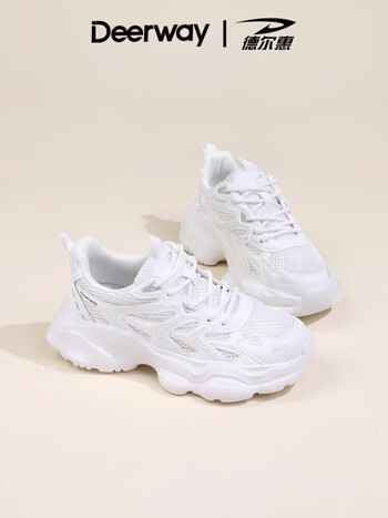 厚底女鞋秋季运动鞋女2024新款爆款软底轻便减震休闲球鞋老爹鞋 白色