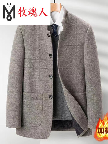牧魂人男士呢子秋冬季新款中年外套休闲爸爸男装中短款毛呢大衣j04