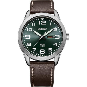【京东商城】 精工(seiko)男表 日本原装进口太阳能夜光复古绿盘皮带