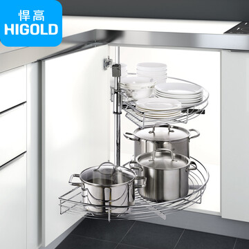京东商城higold悍高厨房橱柜180度转角拉篮调味拉篮厨房置物架线条篮