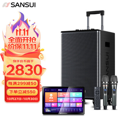 山水(SANSUI)E10 广场舞音响 户外音响k歌演出移动便携式拉杆唱歌跳舞大功率重低音带无线话筒