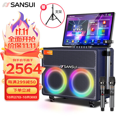 山水（SANSUI）MD289家庭ktv音响套装便携户外广场舞音响带显示屏带氛围灯家用移动k歌音箱点歌机触摸屏一体机