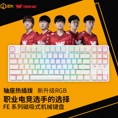 艾石头 FE 87 全键热插拔机械键盘 RGB背光 87键游戏键盘 白色 茶轴