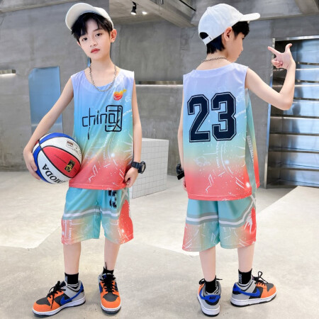 猴兄仔童装男童球服套装夏季新款儿童速干篮球服中大童时尚运动无...