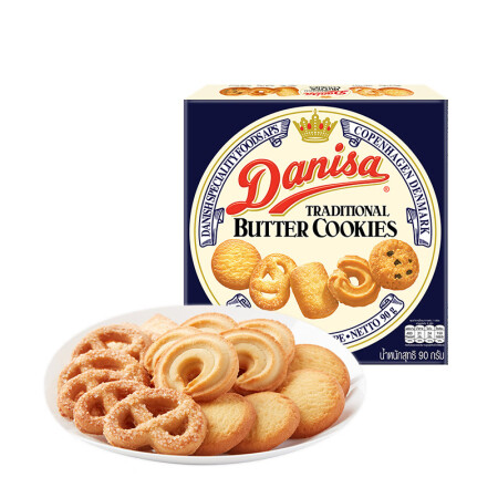 皇冠（danisa）丹麦曲奇饼干90g 原味 休闲儿童零食早...