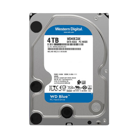 西部数据 台式机机械硬盘 WD Blue 西数蓝盘 4TB 垂直硬盘 5400转 256MB SATA WD40EZAX