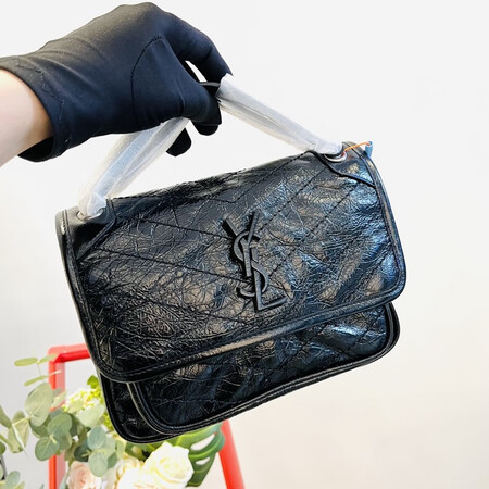 【二手99新】未使用 圣罗兰(ysl) niki bb小号黑色油蜡牛皮单肩包斜