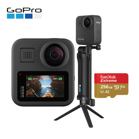 Goprogopro Max 360 Gopro Max 360度全景运动相机潜水骑行滑雪直播相机vlog数码摄像机 含256g卡 3 Way 三向自拍杆 行情报价价格评测 京东