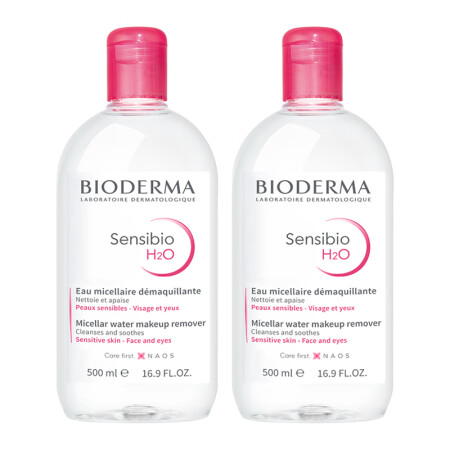 贝德玛（BIODERMA）卸妆水粉水双瓶装500ml*2(眼...