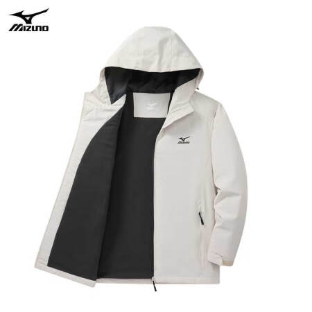美津浓 MIZUNO 户外夹克男连帽梭织透气情侣锋衣加绒加厚...