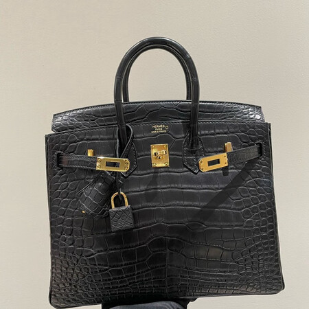 【二手99新】爱马仕(hermes)birkin25鳄鱼皮女士手提包 爱马仕女包