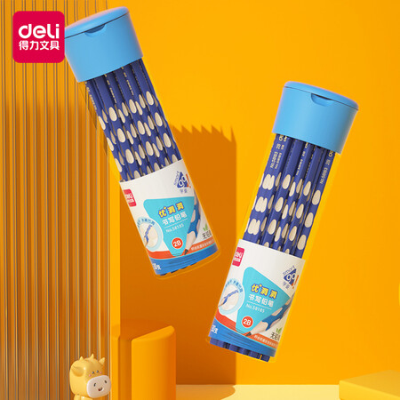 得力(deli)洞洞笔铅笔 30支2b铅笔三角杆易抓握 儿童矫姿铅笔 学生