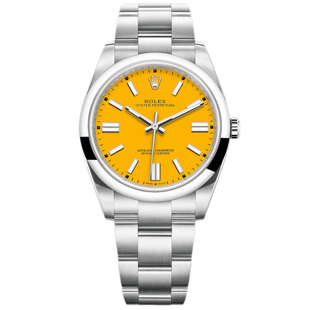 【二手99新】未使用劳力士蚝式恒动系列钢自动机械男表黄盘m124300