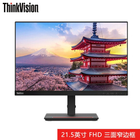 联想（ThinkVision）三面窄边框低蓝光不闪屏商用办公电脑显示器HDMI线21.5英寸S22e-20