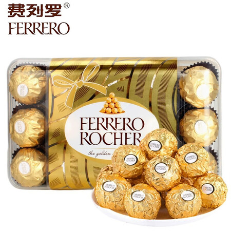 费列罗（FERRERO）意大利进口榛果牛奶巧克力30粒375...