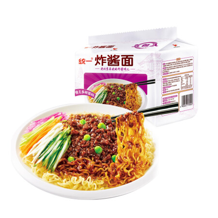 统一老北京炸酱面 袋装 100g*5袋 五连包 干拌面 方便...