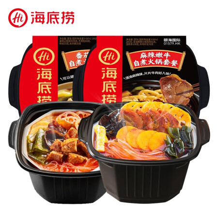 海底捞 自热火锅方便速食自煮火锅 懒人小火锅麻辣嫩牛+番茄牛...
