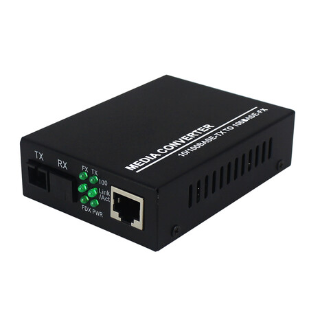 信霆 百兆光纤收发器单模单纤1光1电 sc接口光电转换器 25km b端