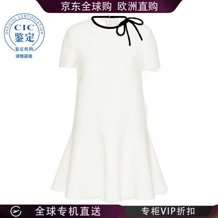 VALENTINO 23FW 蝴蝶结细节圆领连衣裙 女士 图...