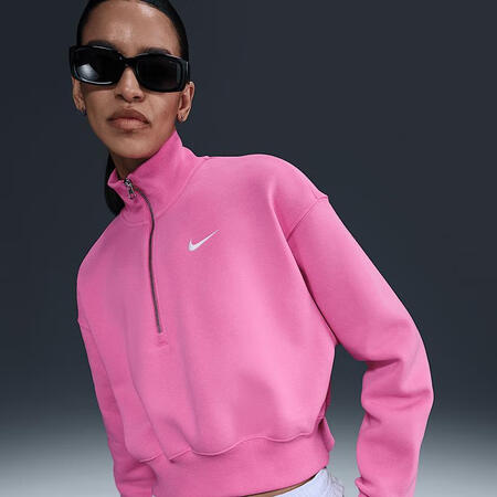 耐克（NIKE）女士运动宽松短款拉链套头卫衣保暖春季休闲百搭...