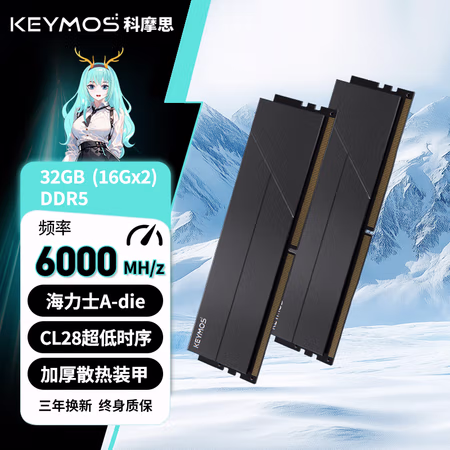 科摩思 DDR5 台式机内存条 承影机甲系列 6000MHz-CL28-玄铁黑 海力士A-die 32GB 2条 (16GBx2)