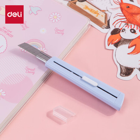 得力(deli)马卡龙色美工刀 自动锁定功能裁纸刀/小刀 浅...