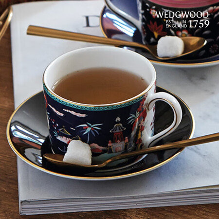 WEDGWOOD漫游美境蓝塔物语杯碟2件组骨瓷咖啡杯碟茶杯碟...