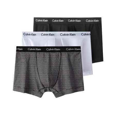 Calvin Klein 卡尔文·克莱恩 卡尔文·克莱 Calvin Klein 男士平角内裤套装 U2664G-IOT 3条装 黑白 S