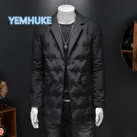 YEMHUKE 潮牌男士中长款羽绒服 冬季新款潮流帅气休闲外...