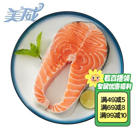 美威 冷冻智利轮切三文鱼排2-3片净重400g大西洋鲑BAP...