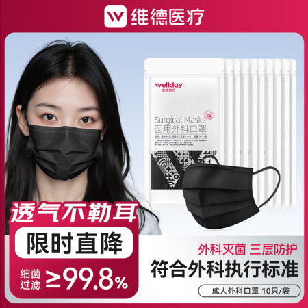 维德（WELLDAY）一次性医用外科口罩灭菌级过敏季防护口罩...