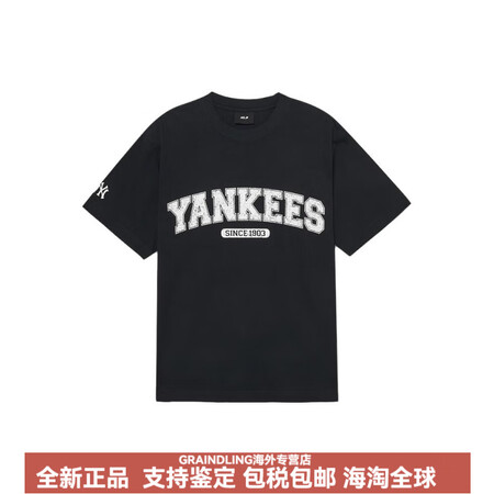 美职棒（MLB）纽约洋基队SS23学院风字母印花圆领短袖T恤...