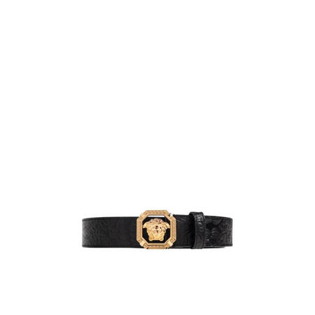 范思哲（VERSACE）真皮皮带男腰带百搭商务休闲金扣斜纹压...