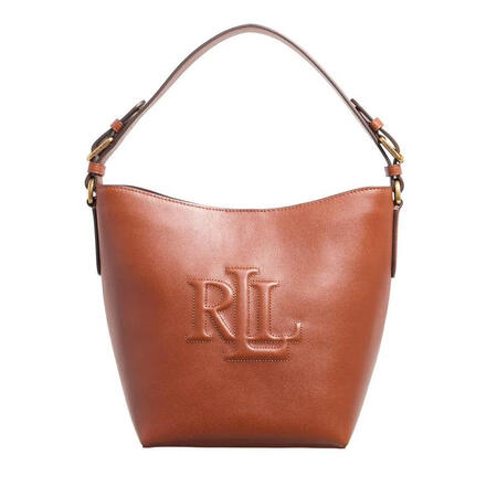 拉夫劳伦（Ralph lauren）女款箱包棕色真皮水桶包磁...
