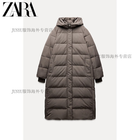 ZARA2024秋冬新品 女装 多色选连帽长款保暖羽绒服 3...