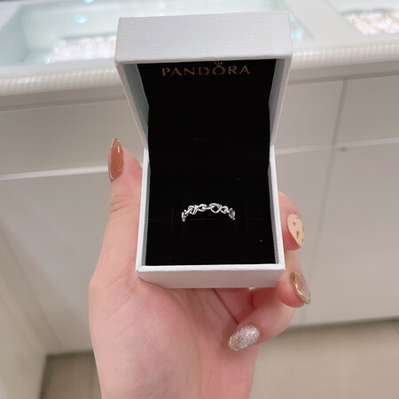 潘多拉（PANDORA）戒指心意交织情侣对戒198018小众...